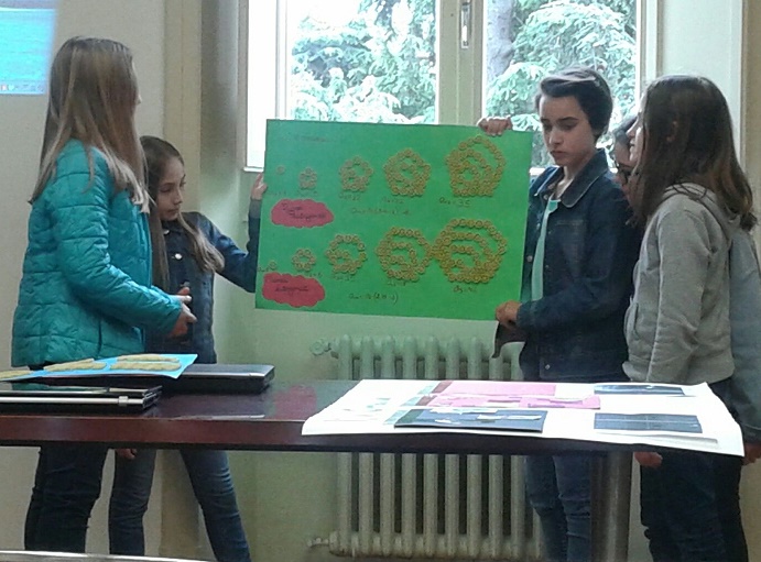 Ragazzi che illustrano il loro lavoro